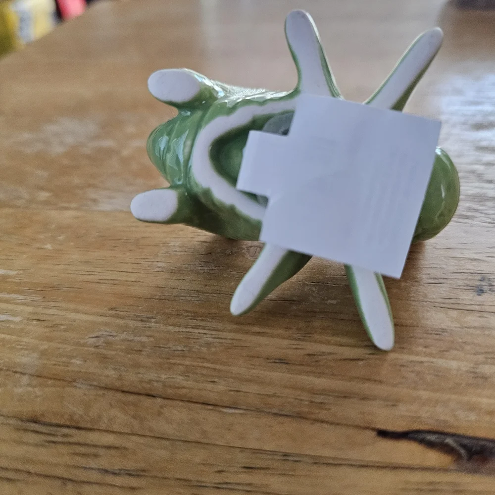 Ceramic Grasshopper Small Pet Figurine in Green